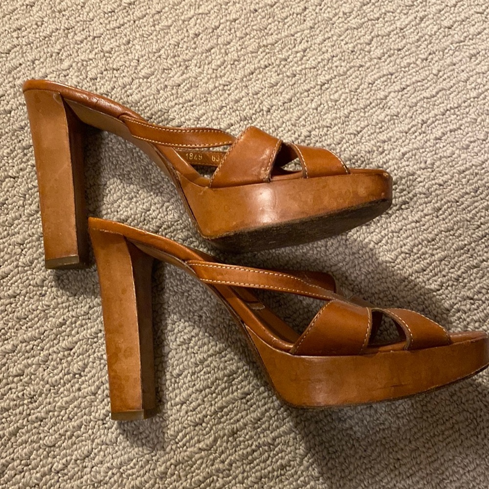 Sergio Rossi Italian designer leather platform heels